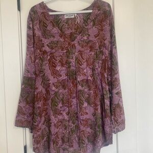 Boho Chic Long Sleeve Tunic in Purple and Brown NWOT